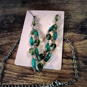 1928 Vintage Green Beaded Double Strand Necklace